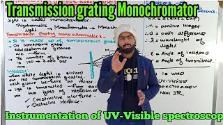 Instrumentation of UVVisible spectroscopy  Monochromator Transmission grating [upl. by Lemrej525]