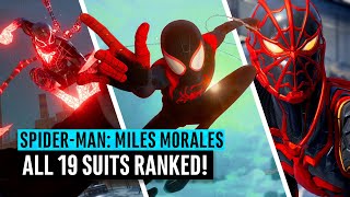 SpiderMan Miles Morales  ALL 19 suits ranked [upl. by Crin]