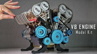 Building a V8 Engine Model Kit Assembling and Starting the V8 Engine [upl. by Ytoc]