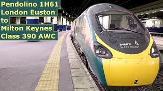 Pendolino 1H61  London Euston to Milton Keynes Central  Class 390 AWC [upl. by Cornwell]