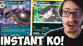 INSTANT Knockout Clodsire ex Raticate Deck Poison Raticate Combo Paldea Evolved PTCGL [upl. by Cuhp774]