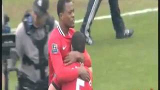 Suarez refuses Evras shake hands and Evra celebrates win in front of Suarez [upl. by Litt]