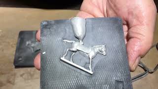 How to cast a metal miniature horse from a Prince August rubber mould easily Mould is PA511 [upl. by Ayotaj]