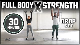 30 Minute Full Body Dumbbell Workout Drop Set Strength Training [upl. by Friederike923]