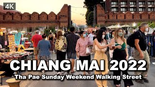 【🇹🇭 4K】Walking Tha Pae Sunday Walking Street in Chiang Mai  Feb 2022 [upl. by Genvieve]