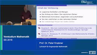 Vorstudium Mathematik – Vorlesung 1 – Einführung amp Aussagenlogik [upl. by Eislel]