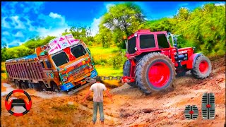 Best Tractor Game  Real Tractor Pulling Simulator Offroad  City Road and sempal road Indian game [upl. by Yelrebmik697]