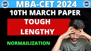 MBA CET 2024 Todays Paper Was Tough and Lengthy  Normalization Can Save You [upl. by Sharla779]