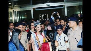 Miss World 2017 Manushi Chhillar Arrives At Mumbai Airport [upl. by Ashmead679]