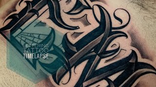 Lettering Tattoo Timelapse [upl. by Cirderf]