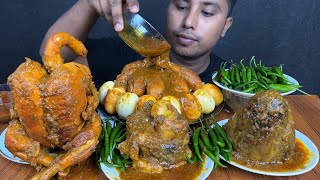 EATING WHOLE CHICKEN CURRY MUTTON CURRY CHICKEN LEG PIECE CURRY EGGS amp CHILLIS  ASMR MUKBANG [upl. by Bj]