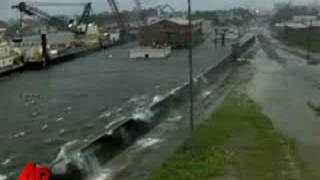 Raw Video Floodwaters Overtop New Orleans Levee [upl. by Mena114]