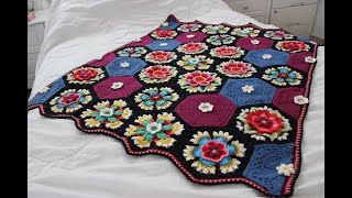 Crochet quotFridas Flowerquot blanket by Jane Crowfoot  كروشية بطانية فريدا من تصميم جاين كروفوت [upl. by Nylidnam751]