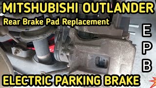 Mitsubishi Outlander Rear Brake With EBrake On Caliper Brake Pad Replacement  EPB [upl. by Melisande842]