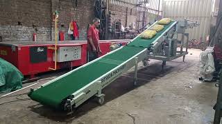 Portable Double Boom Loading Unloading Stacker Conveyor with Hydraulic Arrangement l Belt Conveyor [upl. by Haliled]