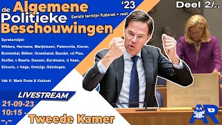 Terugkijken Algemene Politieke Beschouwingen 2023 beantwoording Kabinet  rest  APB23 Tweede Kamer [upl. by Naujad]