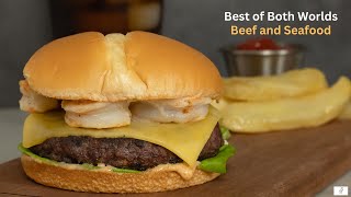 How to Make a Surf and Turf Burger with Cajun Shrimp [upl. by Cormack]