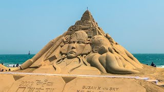 Haeundae Sand Festival 2023 🕶  Busan Walking Tour 4K [upl. by Adnam]