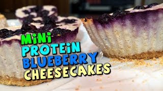 High Protein Blueberry Cheesecakes  Mini Cheesecake Cupcakes [upl. by Atilehs651]