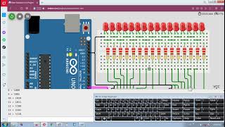 Arduino word uint16t unsigned 16bits integer 74HC595 Duo Shift Register Binary Counter WOKWI [upl. by Reginnej19]