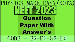 NEET ORIGINAL PAPER WITH KEY 2023 CODE SET E5 SET F5 SET G5 SET H5 ZYGOTE POLLEN GRAINS  3 [upl. by Macdermot]