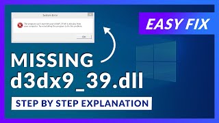 d3dx939dll Missing Error  How to Fix  2 Fixes  2021 [upl. by Auop]