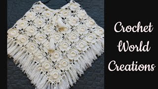 How to Crochet a Poncho Crochet Poncho Pattern All Sizes crochet crochetworldcreations [upl. by Bevon333]