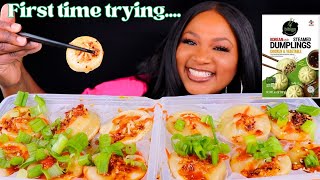 FIRST TIME TRYING KOREAN STYLE DUMPLINGS  KOREAN DUMPLINGS MUKBANG [upl. by Ahsla900]