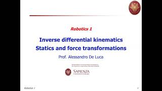 Robotics 1  Inverse differential kinematics Lecture 25 [upl. by Holbrooke]