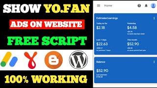 Show Yofan Ads On BloggerWordpress Website  Yofan Working Script For WebsiteYofan Adsense Loading [upl. by Oirevlis]