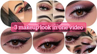 3 eye makeup lookeasy makeup look for beginnerspinkish glitter eye makeupeyemakeup [upl. by Schwing]