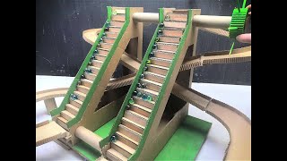 How to make Marble Run with escalator out of cardboard [upl. by Hsirehc]