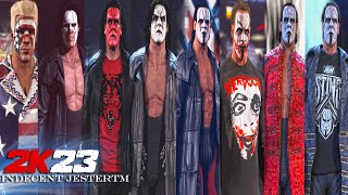 WWE 2K23  Evolution of Sting From 1988 to 2023 w Theme Songs and Graphics  WWE 2K23 Mods [upl. by Dnalsor695]