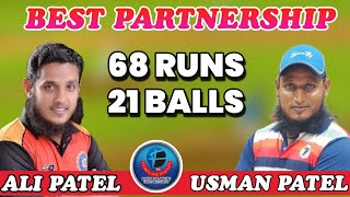 68 RUNS 21 BALLS  USMAN PATEL amp ALI PATEL  Late Devansh Bhoir Smruti Chashak  2021Chinchpada [upl. by Emlynne]