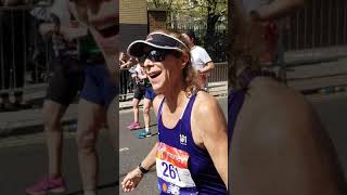 Kathrine Switzer in action Virgin Money London Marathon 2018 [upl. by Chadbourne]