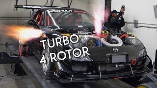 Turbo 4 Rotor RX7 SCREAMS on the Dyno  Mazzei Formula [upl. by Felipa639]