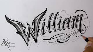 Como Dibujar Lettering WILLIAM 🖤 Drawing lettering Fancy Chicano Lettering Nosfe Ink Tattoo [upl. by Iba84]