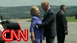 Watch Joe Biden give an endless hug to Hillary Clinton [upl. by Yttocs]