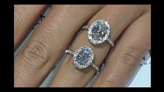 Moissanite VS Diamond Oval Halo Rings [upl. by Ellinehc277]