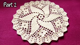 crochet placemat PART 2  table centerpiece crochet tutorial thalposh  doily  thalicover tablemat [upl. by Nahsrad]