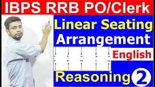 IBPS RRB POCLERK Linear Seating Arrangement Reasoning Tricks In English Sbi   Bank PO [upl. by Hcirteid]