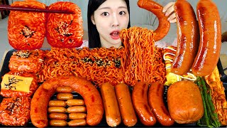 ASMR MUKBANG 직접 만든 불닭볶음면 불닭쌈 소세지 먹방 amp 레시피 FRIED SAUSAGES AND FIRE NOODLES EATING [upl. by Teferi]