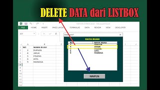 Cara Hapus Data Sheet Melalui ListBox Userform VBA Excel [upl. by Kcirad]