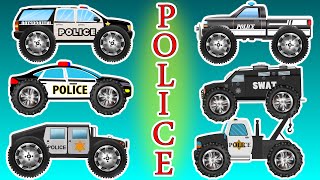 Police Vehicles  Monster truck  Learn Vehicles [upl. by Jerry]