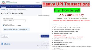 How to file ITR for UPI transaction File ITR 4 When ITR filling is Compulsory [upl. by Neret]