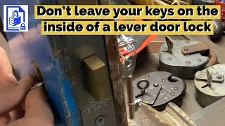 609 How to easily open a mortice lever lock if you leave the keys on the inside of the door [upl. by Nageek]