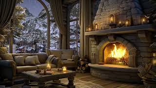 Cozy Cabin Ambience amp Snowfall Relieves Insomnia  ASMR Cozy Fireplace and Wind Sound to Sleep ⛄ [upl. by Myrtle]