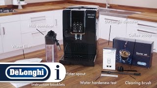 Whats in pack with the DeLonghi Dinamica ECAM 35055B beantocup coffee machine [upl. by Ellicul]