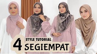 4 STYLE TUTORIAL HIJAB SEGIEMPAT MENUTUP DADA SIMPLE LEBARAN [upl. by Novak766]