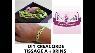 TUTO TISSAGE MACRAME DIY BRACELET CREACORD tressage 4 brins GRAINE CREATIVE [upl. by Coonan]